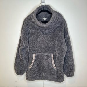 Sundance Mountain Loft Cowl-Neck Sherpa Pullover In Gray